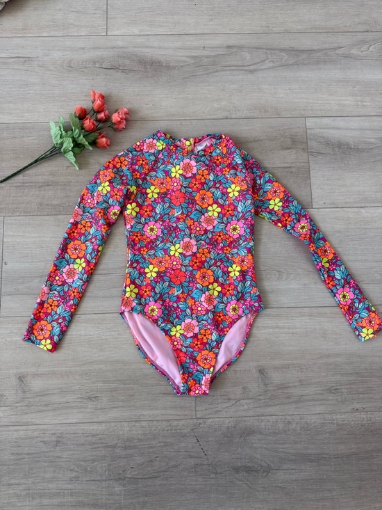 Cat & Jack Other - Cat & Jack girls swimsuit size Large 10/12 long sleeve floral